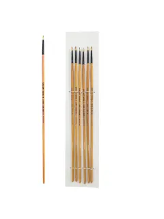 PINCEL SINTETICO `SA` REDONDO PREMIUM GOLD # 0 PQ.12PZ.MANGO LARGO NEGRO+NATURAL BARNIZ