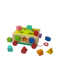 JUEGO DIDACTICO 'KC' CARRITO CON ENCASTRES DE FORMAS P/1 AÑO O +.JG.1kt.16pz.CAUCHO/MDF
