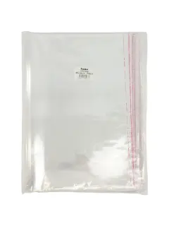 BOLSA PLASTICA (PPO) CRISTAL "FK" 25X37CM.C/SOLAPA AUTOADHESIVA PQ.100PZ.SIN FUELLE