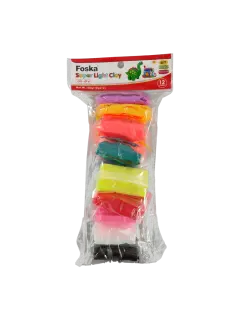 MASA SINTETICA P/MODELAR `FK` PLASTIGOMA-FOAMY PQ.12pz.x10gr.C/U.COLORES NEON SURT.