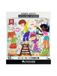 MARCADOR INFANTIL MB LAVABLE PTA.DE SEGURIDAD MEDIA BASE AGUA ET.12pz.COL.SURT.