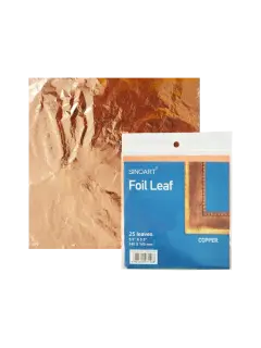 LAMINA A LA HOJA SA PQ.25hj.14x14cm.PAN DE COBRE P/MARQUETERIA/RESINAS/UÑAS/MUEBLES